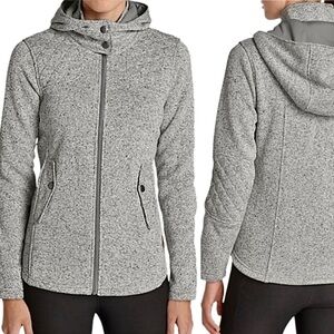 EUC Eddie Bauer Radiator Fleece Cirrus Hooded Quilted Detail Heathered Jacket L